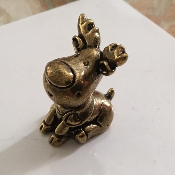 Boutique Other - Antique Brass Reindeer Sculpture Figure